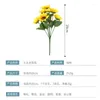 Dekorative Blumen, 7 Köpfe, Sonnenblume, Sunchrysantheme, Simulationsbündel, Hochzeit, Heimdekoration