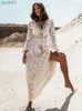 Grundlegende lässige Kleider Canwedance Womens Lace Beach Kleider Vintage Flare Sleeve Hohllout Boho Maxi mit Quasten romantischer Urlaub Vestidos YQ240402