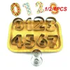 Bakvormen 1/2/4 STUKS Cookie Cutters MouldsSet Puzzel Nummers 0-9 Arabische Cijfers Leuke Candy Biscuit Mold Gereedschap Roestvrij