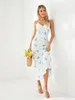 Lässige Kleider Frauen Vintage Floral Midi Kleider sexy Spaghetti -Gurt Long Bodycon Party Club formeller Sommer