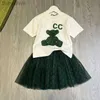 2025 Designer Crianças T-shirt Véu Saia Moda Bonito Roupas de Bebê Crianças Conjuntos de Manga Curta Roupas Ternos Verão Meninas Vestido de Algodão 8 Estilo