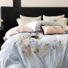Yatak Seti Lüks Şık Çiçek Nakış Seti Uzun Zımba Pamuk Beyaz Yorgan Kapak Yatak Tabağı Keten Yastık Kılıfı Ev Tekstil