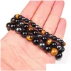 Beaded Car Care Cleanings Black Gallstone Bracelet Mens Fitness Energy Anti-Fatigue 6/8/10Mm Straightglove Drop Delivery Otymh