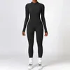 Rib Yoga Jumpsuits Womens Tracksuit Yoga Set Workout Long Sleeve Zipper Sportswear Gym Set Workout Clothes for Women240325