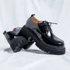 Dress Shoes Men Business Casual Platform Thick Sole Lacquer Leather Elevator Male Streetwear Fashion Vintage Wedding