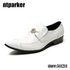 Chaussures décontractées Ntparker mode cuir fait à la main été hommes Zapatos De Los Hombres robe blanche mariage bout pointu EU46