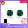 Orecchini a bottone Trending Luxury Lab Emerald da donna in vero argento sterling 925 accessori moda gioielli da sposa regalo