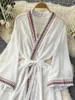 Dames Gebreid Etnische Stijl Chiffon Lang Vest Dames Vintage Borduren Veters Vrouwelijk Zomer Boho Strand Vakantie Vesten Dropship