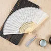 Decorative Figurines Classical Chinese Style Bamboo Handicraft Lace Folding Fan Ancient Cheongsam Women'S Dance Wedding Party Supplies