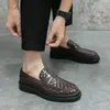 Freizeitschuhe Frühling gewebtes Leder schwarze Loafer Herren hochwertiger Mokassin mit weicher Sohle