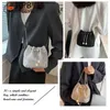 Drawstring Women Chain Crossbody Bag Solid Color Rhinestone Luxury Shoulder Glittering Satchel Female Dating