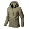 Men's Jackets Vestes pour hommes imperméable militaire à capuche veste coupe-vent en plein air Camping sport élastique manteau mâle vêtements mince OvercoatL2404