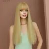 Perruques synthétiques NAMM Ombre Blonde Wig For Women Daily Party Long Straitement Wig Natural Synthetic Hair Fashion Wig with Bangs Fibre résistant à la chaleur Y240401