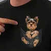 Bawełniany kieszonkowy Tshirt Summer Dachshund Puppy Printed Tshirt Mężczyźni dla kobiet koszule