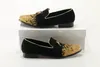 Dress Shoes 2024 Mocassins Italian Slip On Velvet Slippers Tassel Gold Men Smoking Loafers Flats