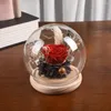 Kwiaty dekoracyjne 1PC Red Rose Artificial Flower Etenal LED LED w szklanej okładce dekoracji walentynkowe prezent Matki