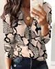 Women's Polo Shirt Women's Shirt Spring Printed Zipper Long Sleeve Casual Fashion Temperament Pullover Women's Tops Size S-3XL