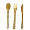 Flatware Sets Japanese Style Bamboo Jam Cutlery Set Natural Spoon Fork Knife Dinnerware LX8524