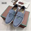 LP Womens Dress Shoes Top Quality Cashmere Mans Loafers Designers Shoe Classic Buckle Round Toes Flat Heel Leisure Comfort Four Seasons Women Factory Loafer 35-45 M41