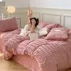 Bettwäsche-Sets Set Tröster Vierteiliges Korallenvlies Milch Einfarbig Blatt Bettbezug Kissenbezug Winter Warme Heimtextilien