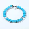 Chaîne de haute qualité ovale Turquoise 5A CZ Bracelet de chaîne de tennis pour femmes Q240401