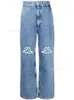 Designer Jeans Donna Pantaloni Gambe Forchetta aperta Capris stretti Pantaloni in denim Aggiungi pile Addensare Pantaloni dimagranti caldi Abbigliamento donna Stampa ricamo di marca