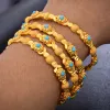 Bangles 4pcs/Lot 24K Dubai İki Altın Renkli Bangles Bilezik Kadınlar için Afrika Eritre Düğün Gelin Bangels Takı