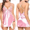 O9ow Seksi Pijama Kadın Seksi Pijamalar Dantel Saten İpek Pleaves Nightdress iç çamaşırı erotik üst iç çamaşırı Nightgown Babydolls pijama egzotik kostüm 2404101