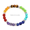 Bijoux De Mode con perline 8 mm Perles Pierre Onice Tigre Sept Route Dimpsion Bracciale Yoga Chakra Am Ethyste Energie Bracciali Et Drop Deliv Otirg