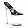 Chinelos simples - cristal transparente 20cm salto alto passarela supermodelo po sandálias de moda plus size stiletto