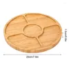 Plates Wooden Divided Serving Trays Tray With 5 Dining Grids Round Dishes Perfect For Parties Snack Ceramic