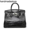 Handbags Leather Bk Handbag Crocodile Pattern Womens Oblique Cross Platinum Versatile Small Atmosphere Lock Tide