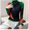 Women's T Shirts S-4XL Autumn Winter Long Sleeve Turtleneck Mesh T-shirts Female's Positioning Printing Tee Top FF0851