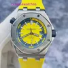 Moissanite AP Wrist Watch Royal Oak Series 15710ST Rare Lemon Yellow and Blue Paired with Deep Dive 300 meter Precision Steel Automatic Mechanical Watch