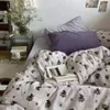 Korean Style Bedding Set Boys Girls Twin Queen Size Duvet Cover Flat Sheet Pillowcase Bed Linens Kids Adult Fashion Home Textile 240329