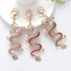 Ganci Zodiaco cinese Drago Gioca Perla Ornamento Diamante Portachiavi creativo Ciondolo in metallo