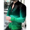 Camisa masculina primavera e outono nova moda casual de manga comprida com estampa digital 3D grande