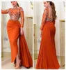 2022 ASO EBI ARABIC Orange Seksowne sukienki wieczorowe Kryzowane Kryształy Backless Sukienki na bal