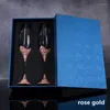 Verres à vin 2 pièces, flûtes à Champagne en cristal argenté pour mariage, tasses à grillage en or Rose pour marié, coffrets cadeaux de fiançailles pour couples