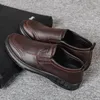 Geklede schoenen Leer Heren Zacht Zakelijk Casual Zwart Winterkatoen met fleece aan de binnenkant voor oudere vader van middelbare leeftijd