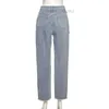 Jeans vrouwen hartprint denim uitgehakte jeans baddie kleren streetwear hoge taille gescheurde flodderige pants jeans in blauwe mode