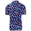 Herrpolos 3D tryckt mops polo skjorta för män sommar djur hund mönster lapel t-shirt casual gata lös korta ärm toppar tee tröjor