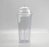 With Double Tumbler 20oz Cups Plastic Straw Plus Acrylic Lid Travel Wall Tumblers Insulated Clear Straw Reusable Dome With Tumbler3236120