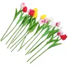 Decorative Flowers 15 PCS Delicate Simulated Tulip Bride Artificial Pu Faux Tulips Bouquet