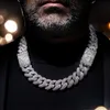 Baguette Hiphop éblouissante Iced Out 20 mm VVS Moisanite Coldollaces Coldols 925 Sterling Silver Cuban Link Chain