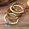 Chain New Vintage Mens Bracelet Colorful Shell Cactus Beaded Bracelet Multi piece Set of Wood Beads Bohemian Style Mens Bracelet Q240401