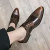 Casual schoenen van hoge kwaliteit merk mannen jurk handgemaakte brogue stijl Paty lederen bruiloft flats Oxfords formeel