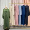 エスニック服2個セットKaftan Abaya Women yimono satin Satin Turkey IslamAch Arabic Robe Ramadan Dubai Abayas Hijab Dress Moroccan