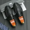 Freizeitschuhe Frühling gewebtes Leder schwarze Loafer Herren hochwertiger Mokassin mit weicher Sohle