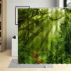 Douchegordijnen Lente Bossen Groen Natuurlijk Landschap Gordijn Bomen Kreek Jungle Bergwater Badkamer Bad Decoratie Doeksets